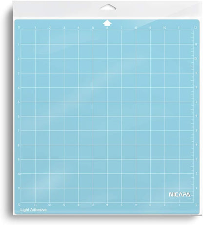 Cutting Mat for Silhouette Cameo 3/2/1 (Light-Grip,12x12 inch 3pack) Adhesive&Sticky Non-Slip Flexible Square Gridded Blue Cut Mats Replacement Accessories Set Matts Vinyl Craft Sewing