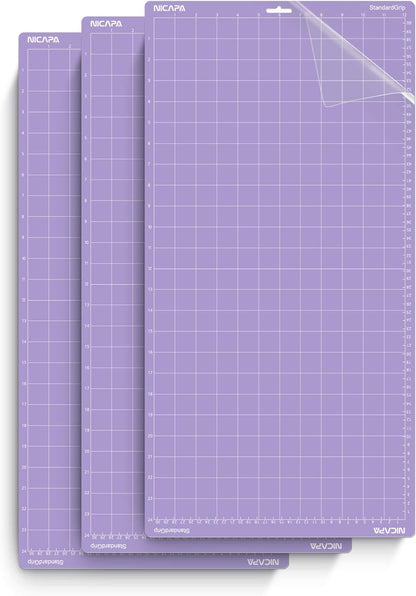Cutting Mat for Silhouette Cameo 3/2/1 (Light-Grip,12x12 inch 3pack) Adhesive&Sticky Non-Slip Flexible Square Gridded Blue Cut Mats Replacement Accessories Set Matts Vinyl Craft Sewing