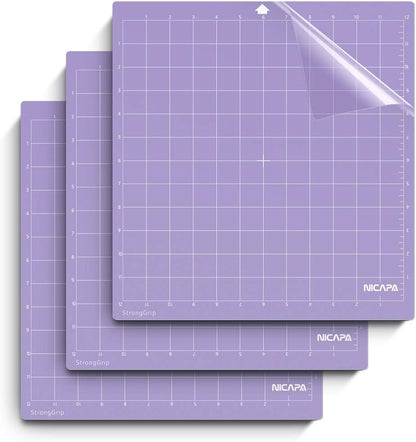 Cutting Mat for Silhouette Cameo 3/2/1 (Light-Grip,12x12 inch 3pack) Adhesive&Sticky Non-Slip Flexible Square Gridded Blue Cut Mats Replacement Accessories Set Matts Vinyl Craft Sewing
