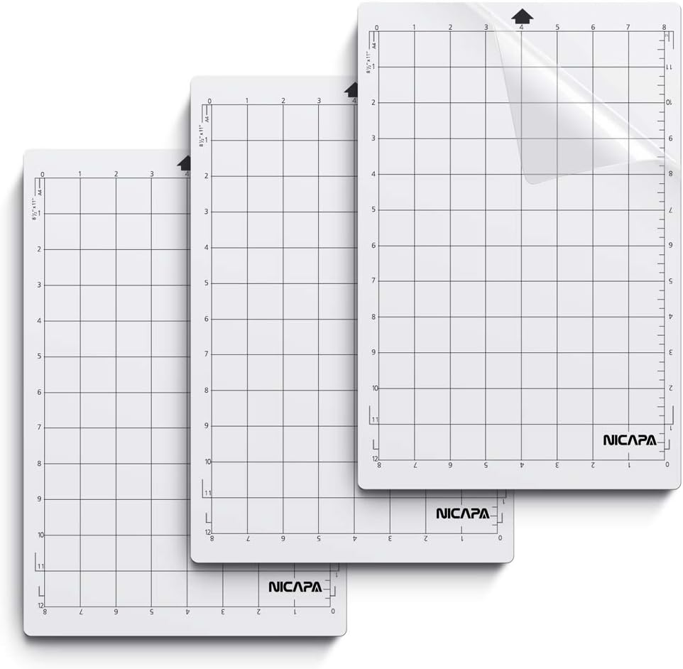 Cutting Mat for Silhouette Cameo 3/2/1 (Light-Grip,12x12 inch 3pack) Adhesive&Sticky Non-Slip Flexible Square Gridded Blue Cut Mats Replacement Accessories Set Matts Vinyl Craft Sewing