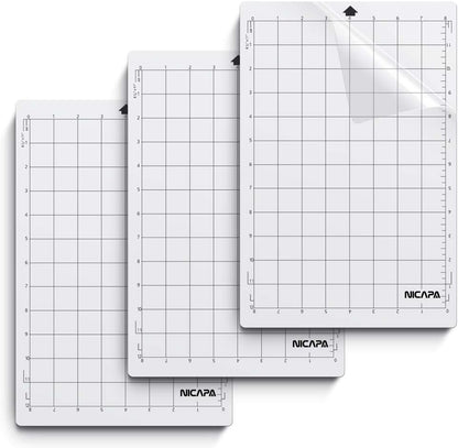 Cutting Mat for Silhouette Cameo 3/2/1 (Light-Grip,12x12 inch 3pack) Adhesive&Sticky Non-Slip Flexible Square Gridded Blue Cut Mats Replacement Accessories Set Matts Vinyl Craft Sewing