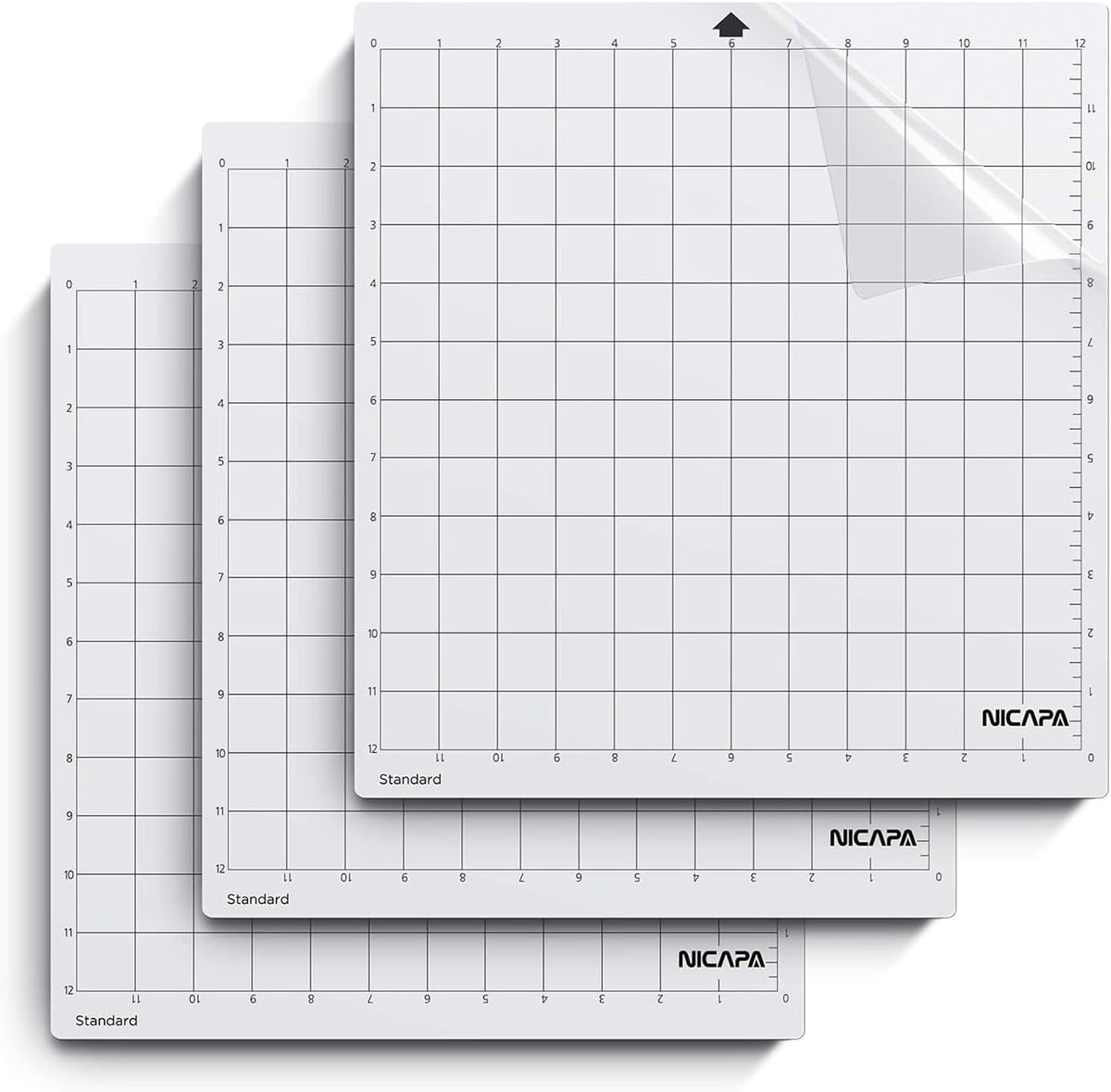 Cutting Mat for Silhouette Cameo 3/2/1 (Light-Grip,12x12 inch 3pack) Adhesive&Sticky Non-Slip Flexible Square Gridded Blue Cut Mats Replacement Accessories Set Matts Vinyl Craft Sewing
