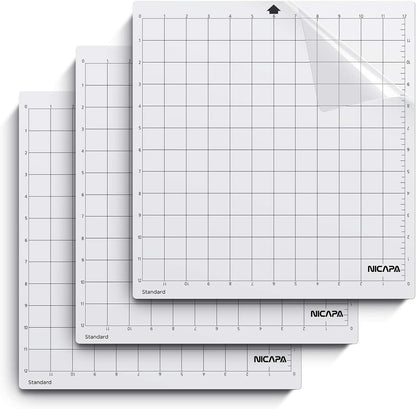 Cutting Mat for Silhouette Cameo 3/2/1 (Light-Grip,12x12 inch 3pack) Adhesive&Sticky Non-Slip Flexible Square Gridded Blue Cut Mats Replacement Accessories Set Matts Vinyl Craft Sewing