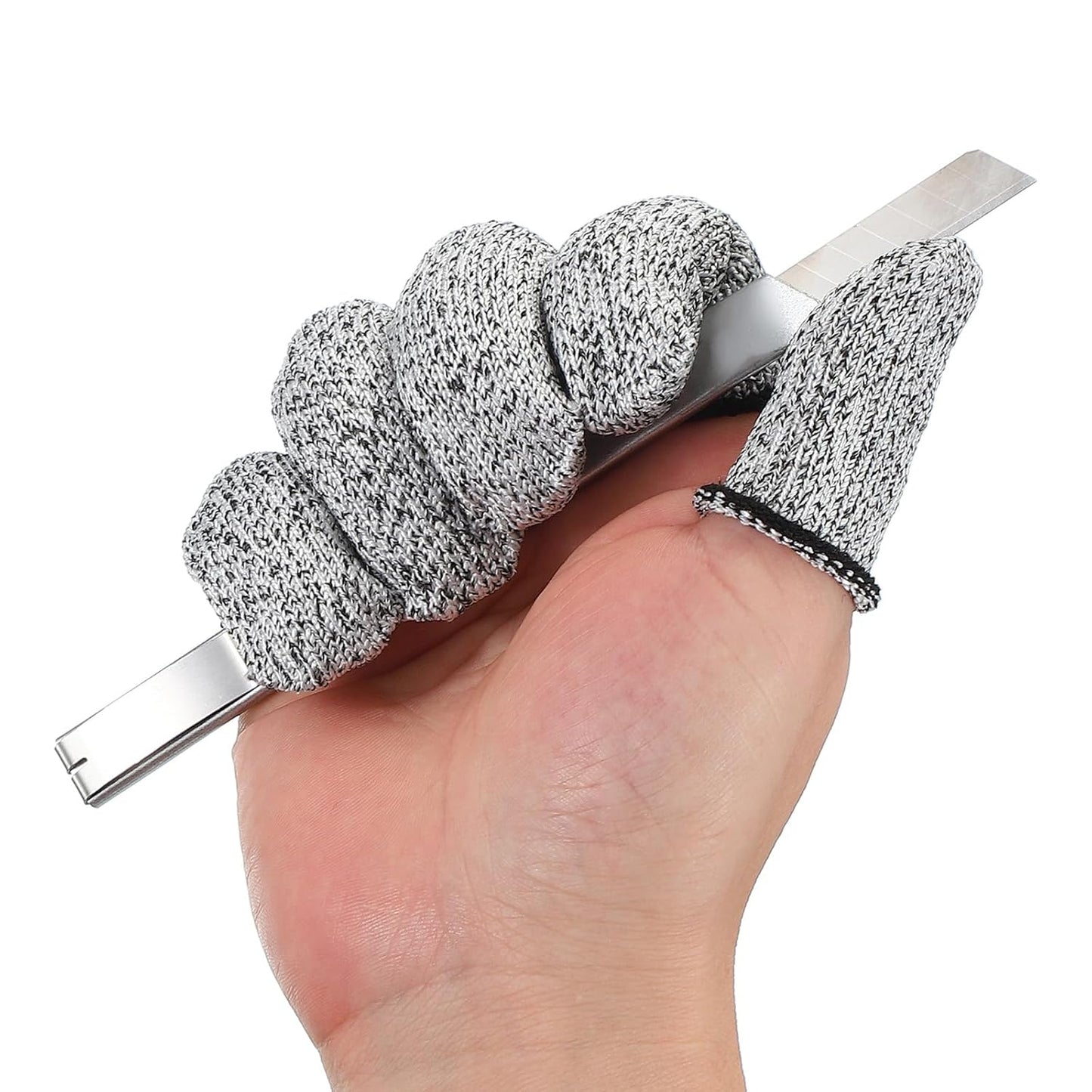 Cut Resistant Finger Cots Protectors 3 x 1.2 Inch, 14 Pcs Reusable Anti-Cut Finger Sleeve Covers for Kitchen Food Cutting Sculpture Work Garden, Grey