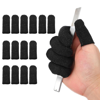 Cut Resistant Finger Cots Protectors 3 x 1.2 Inch, 14 Pcs Reusable Anti-Cut Finger Sleeve Covers for Kitchen Food Cutting Sculpture Work Garden, Grey