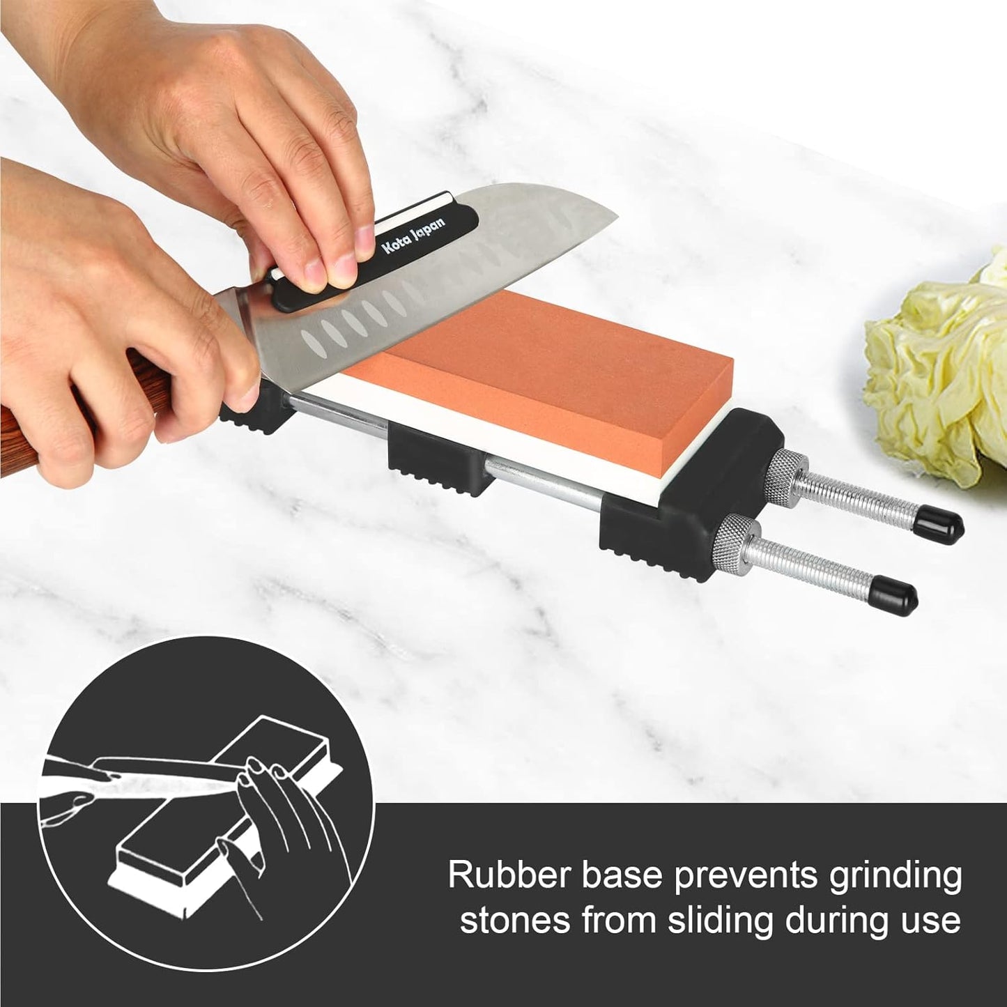 Stainless Steel Adjustable Whetstone Holder with No-Slip Rubber Base - Universal Sharpening Stone Base for 6–8.5 Inch Water Stones - Heavy Duty Non-Skid Knife Sharpening Stone Support Rack