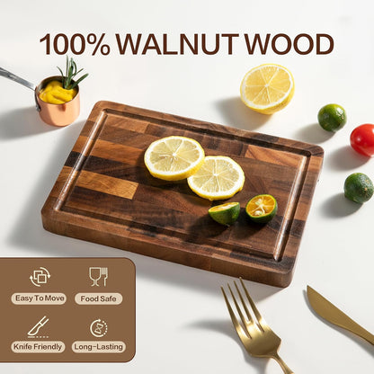 Small Wood Cutting Board, Walnut Cutting Boards for Kitchen | 9"x6" End Grain Chopping Board, Compact Size Lightweight & Durable for Cheese Lemon and Small Prep