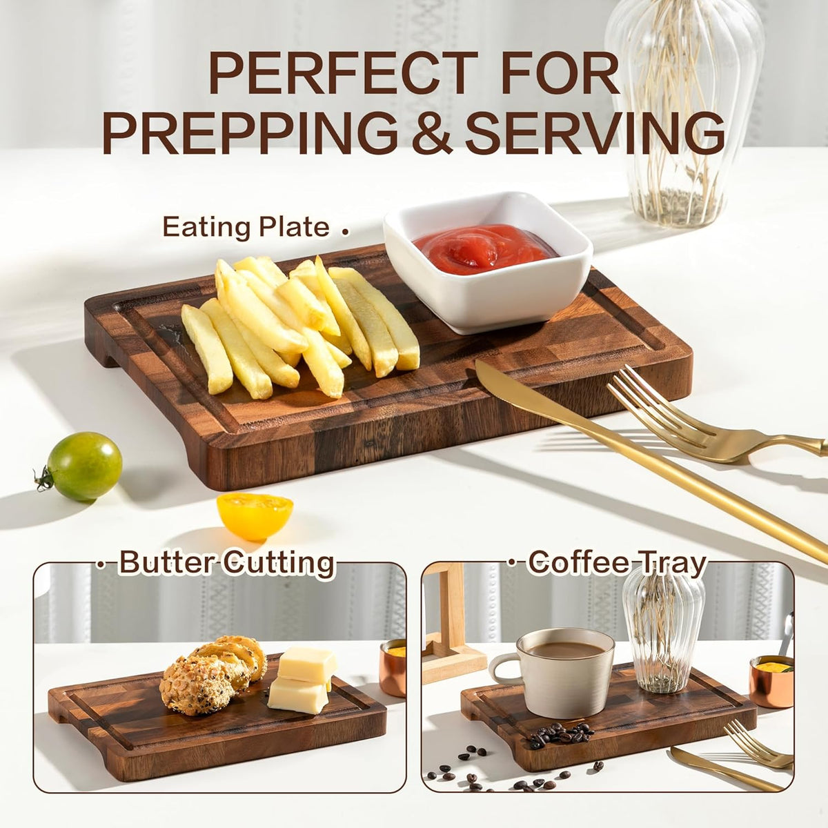 Small Wood Cutting Board, Walnut Cutting Boards for Kitchen | 9"x6" End Grain Chopping Board, Compact Size Lightweight & Durable for Cheese Lemon and Small Prep