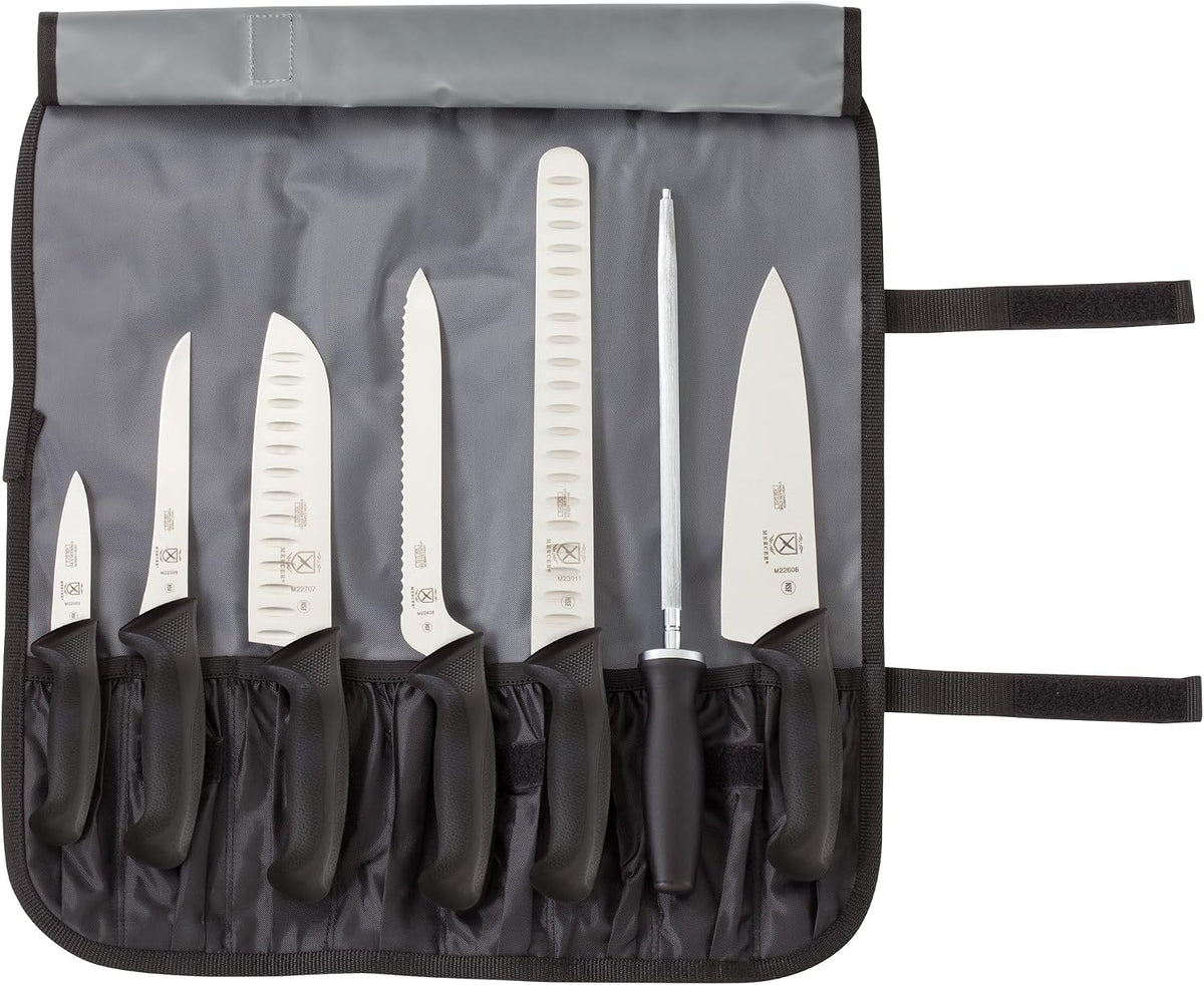 Millennia 8-Piece Knife Roll Set, Black Handles