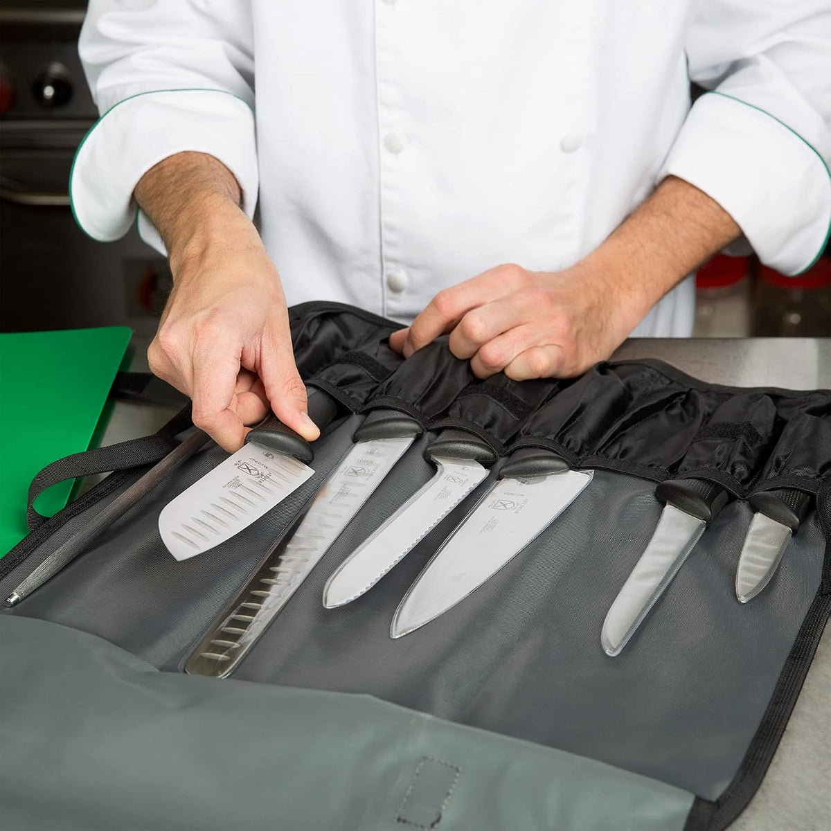 Millennia 8-Piece Knife Roll Set, Black Handles