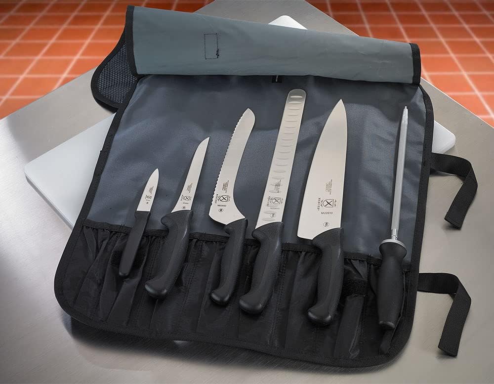 Millennia 8-Piece Knife Roll Set, Black Handles