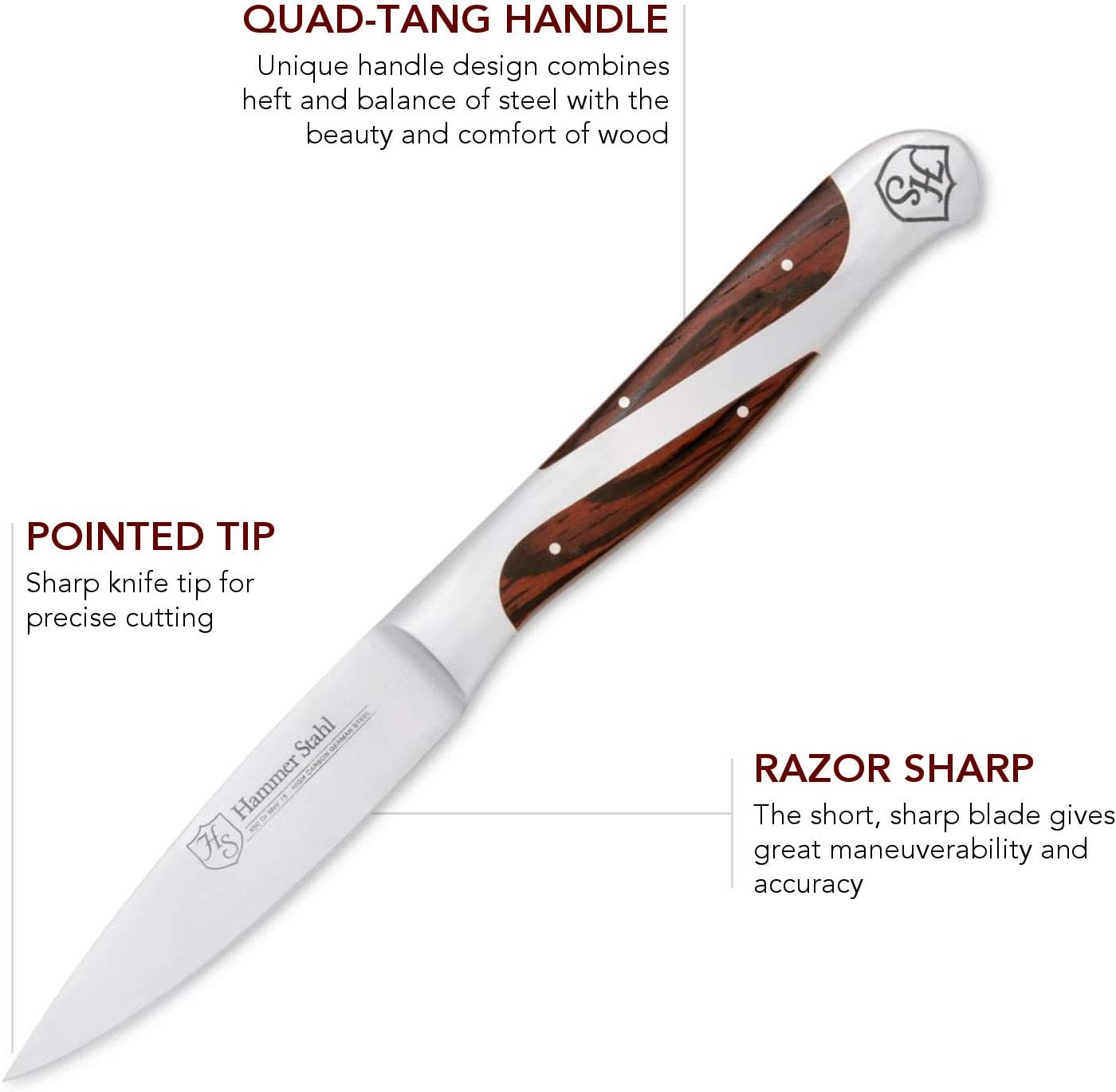 3.5 Inch Paring Knife | Versatile Fruit Knife for Garnishing, Peeling, and More | Small Kitchen Knife for Vegetables and Fruits | Ergonomic Quad-Tang Pakkawood Handle & Gift Box