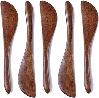 Wood Spreaders, Butter Knifes,10 Pieces Eco friendly Japanese Brown Tableware Natural Wood Kitchen Knives Spreaders for Cheese Sandwiches Cheese Breakfast,Packs Of 10