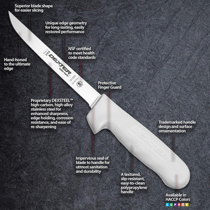 Dexter-Russell 6" Narrow, Stiff Boning Knife, S136N-PCP, SANI-SAFE Series