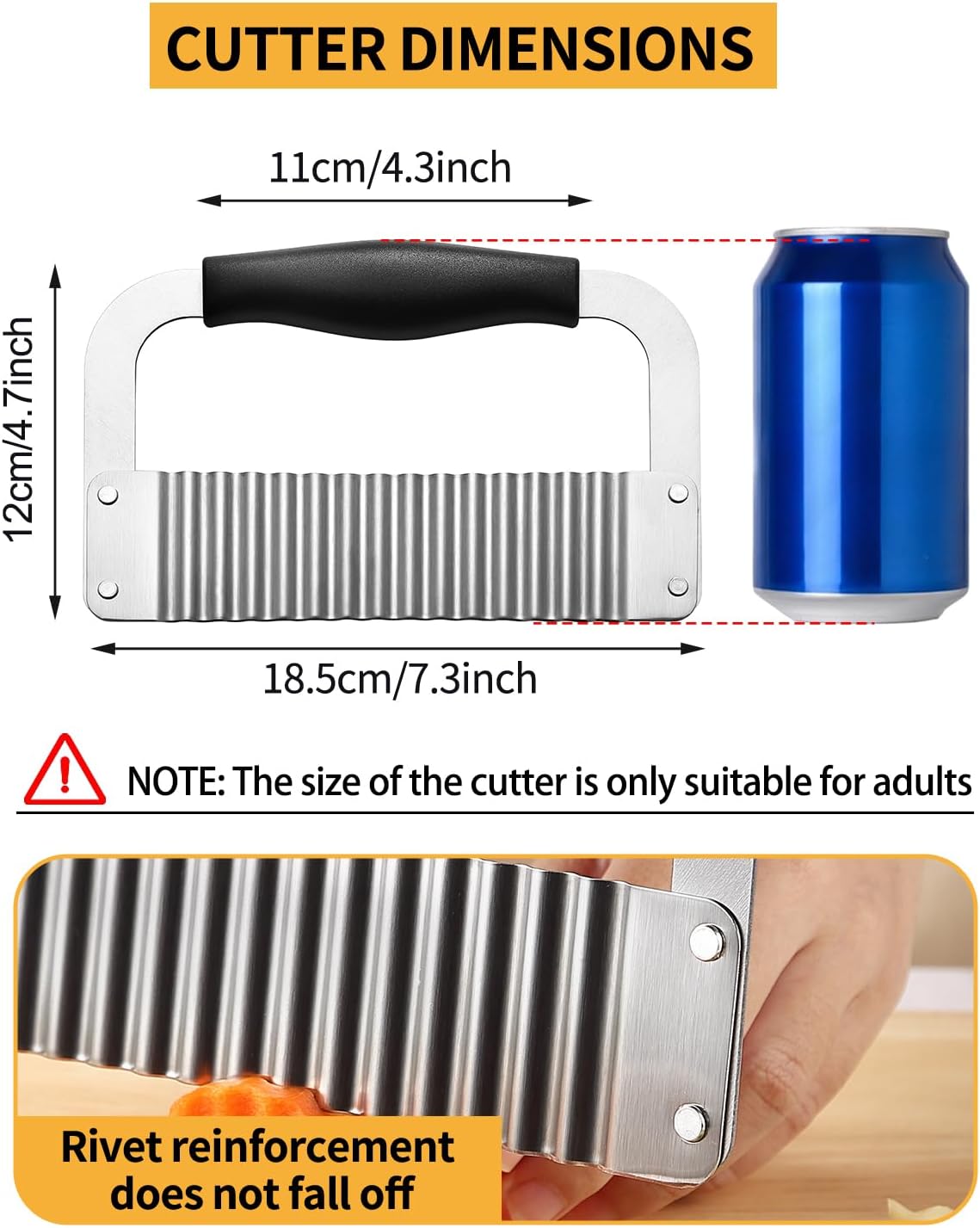 Crinkle Cutter Stainless Steel Potato Slicer Heavy Duty Wavy Crinkle Cutting Chopping Tools with Wooden Handle for Carrot Veggies (2, Green)