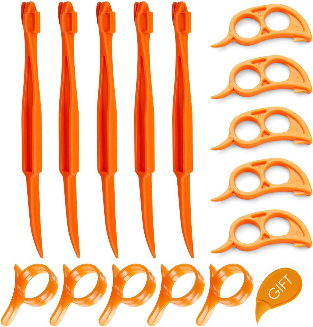 Orange Citrus Peelers, Set of 15 Plastic Easy Slicer Cutter Peeler Remover Opener Kitchen Accessories Knife Cooking Tool Kitchen Gadgets (Set A)
