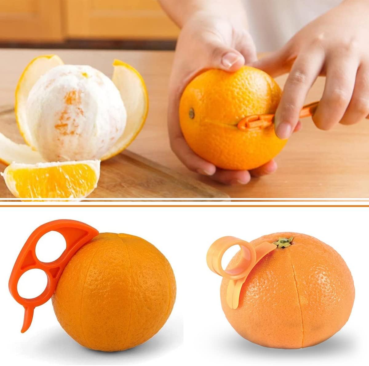 Orange Citrus Peelers, Set of 15 Plastic Easy Slicer Cutter Peeler Remover Opener Kitchen Accessories Knife Cooking Tool Kitchen Gadgets (Set A)