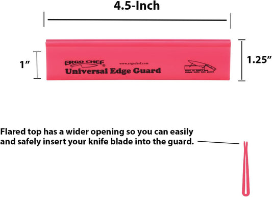 Universal Knife Blade Edge Guard 4.5 Inch x 1 Inch for Knives Up To 4 Inch Blades, Durable BPA-Free Sturdy Plastic, Knife Protector, Pink