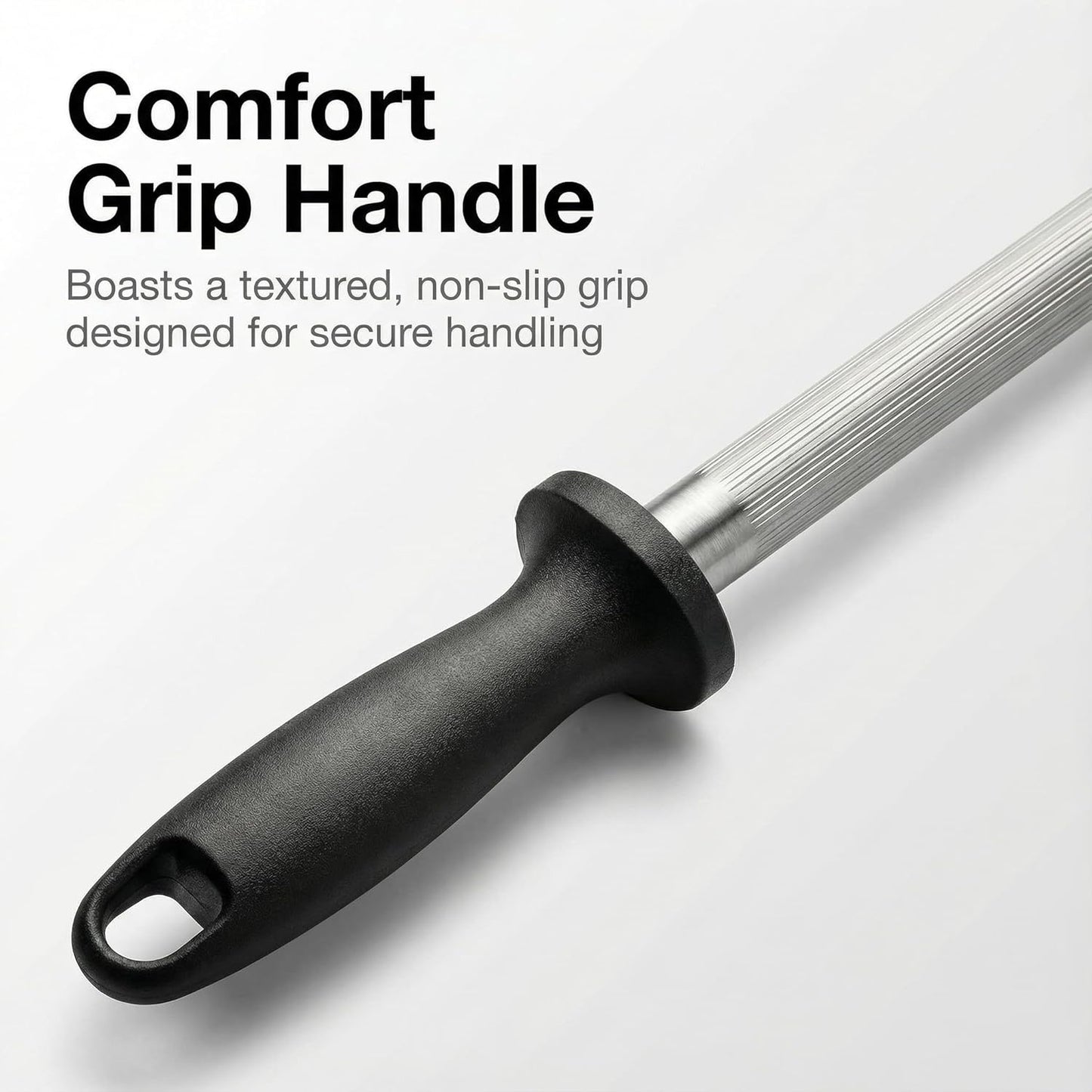 Knife Sharpener Rod, 13 Inch Carbon Steel Honing Steel for Kitchen Knives, Professional Magnetized Sharpening Stick with Nickel-Chrome Plating, Easy Grip Tool for Chef Knives