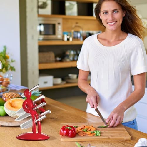 Kitchen Storage Humanoid Knife Holder - Creative and Fun Tool Organizer, Excluding Knives, Can Hold 5 Knives, Ideal for Professional Cooking and Efficient Space Saving