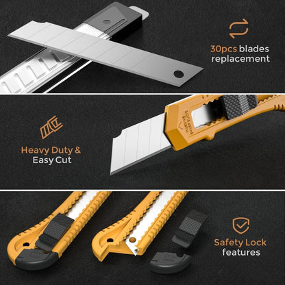 Utility Knives with 30 PCS Extra Blades, Plastic Box Cutters