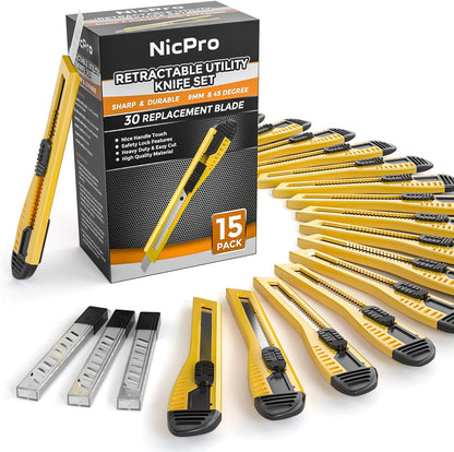 Utility Knives with 30 PCS Extra Blades, Plastic Box Cutters