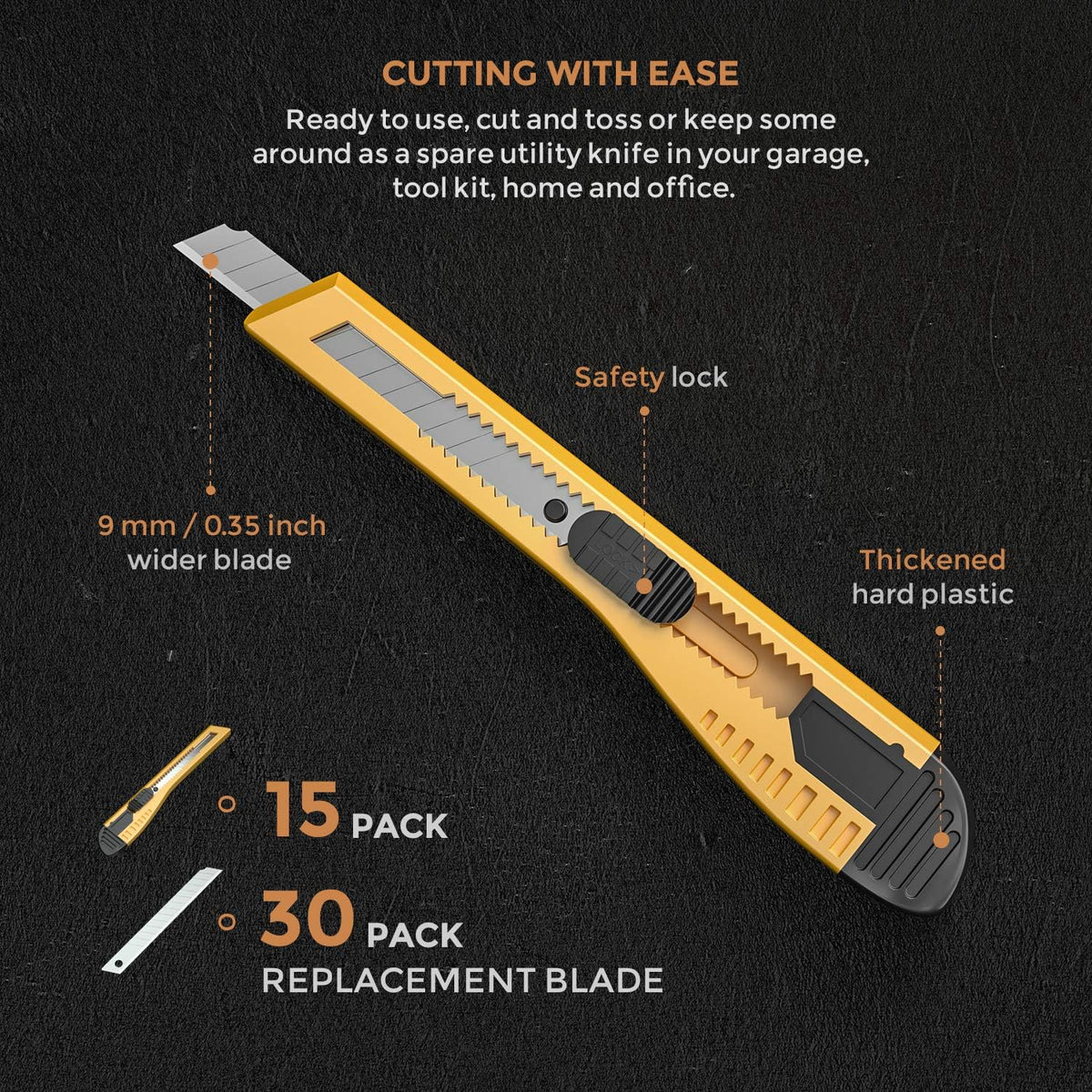 Utility Knives with 30 PCS Extra Blades, Plastic Box Cutters