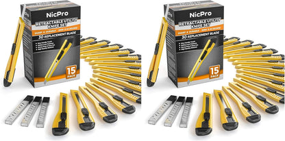 Utility Knives with 30 PCS Extra Blades, Plastic Box Cutters