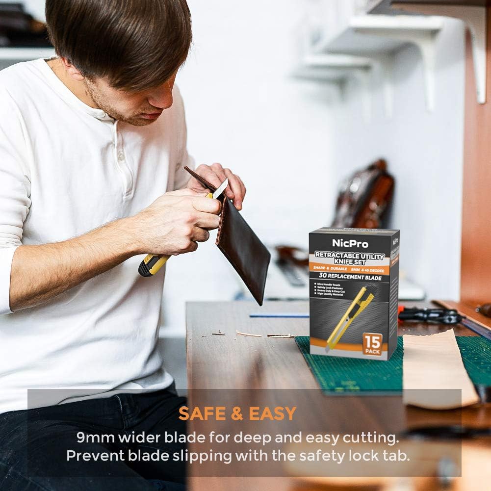 Utility Knives with 30 PCS Extra Blades, Plastic Box Cutters