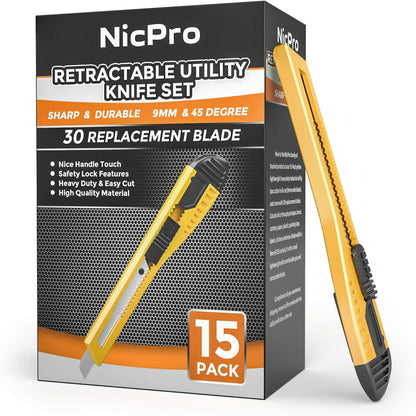 Utility Knives with 30 PCS Extra Blades, Plastic Box Cutters