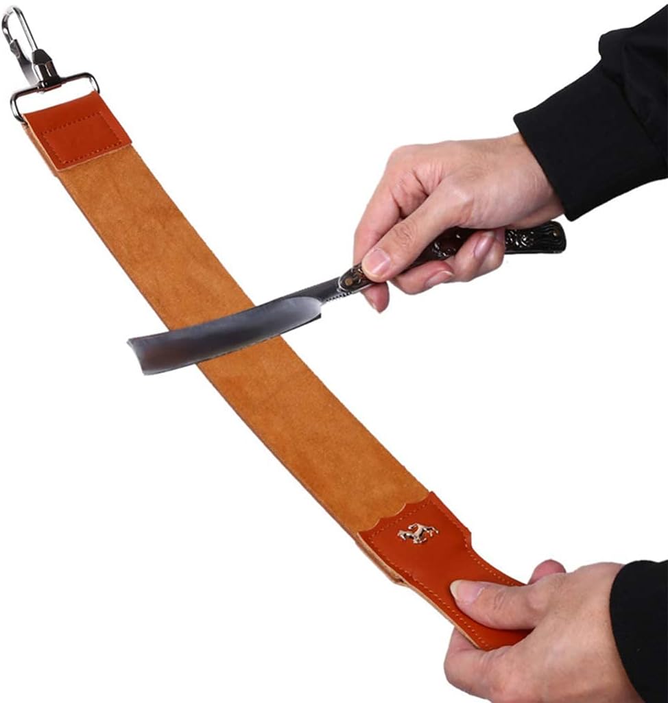 Leather Strop for Straight Razor Sharpening and Smooth - Professional Straight Razor Knife Cowhide Dual Strop Yellow