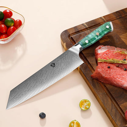Kiritsuke Knife, 8.5 inch Japanese Damascus Steel Kitchen Knife, Resin Handle Chef's Knife, Premium Damascus Steel Kitchen Cooking Knife with Gift Box