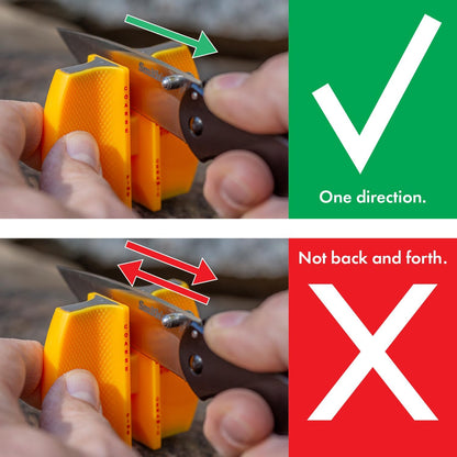 Smith’s 50917 Adjustable 2-Step Knife Sharpener – Yellow - Preset Coarse & Fine Slots - Outdoor Handheld Knife Sharpener - Fishing, Hunting, Fillet, Pocket Knives - Portable Compact Keychain Tool