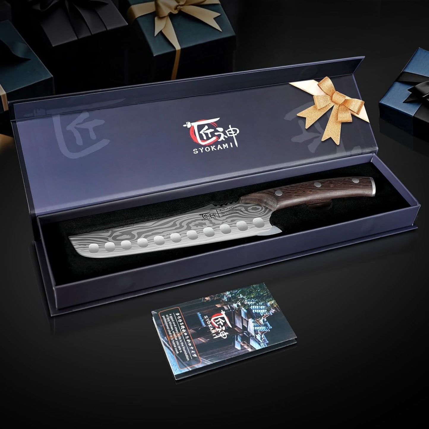 Kitchen Knife Set, 3-Piece Japanese Style Chef Knives Set (8.2" Kiritsuke, 7.2" Nakiri, 4" Paring) for Precision Cutting, Damascus Pattern, Ergonomic Full Tang Wooden Handle, Cooking Gifts