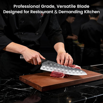 Kitchen Knife Set, 3-Piece Japanese Style Chef Knives Set (8.2" Kiritsuke, 7.2" Nakiri, 4" Paring) for Precision Cutting, Damascus Pattern, Ergonomic Full Tang Wooden Handle, Cooking Gifts