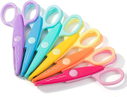 Craft Scissors Decorative Edge, 6 Pack, Bright Zig Zag Scissors | for Crafting, Scrapbooking, Fancy Pattern Design