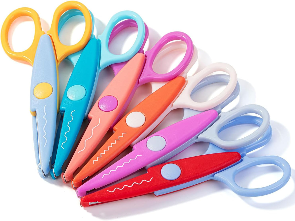 Craft Scissors Decorative Edge, 6 Pack, Bright Zig Zag Scissors | for Crafting, Scrapbooking, Fancy Pattern Design
