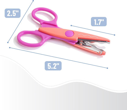 Craft Scissors Decorative Edge, 6 Pack, Bright Zig Zag Scissors | for Crafting, Scrapbooking, Fancy Pattern Design