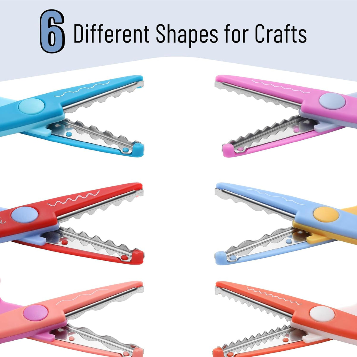 Craft Scissors Decorative Edge, 6 Pack, Bright Zig Zag Scissors | for Crafting, Scrapbooking, Fancy Pattern Design