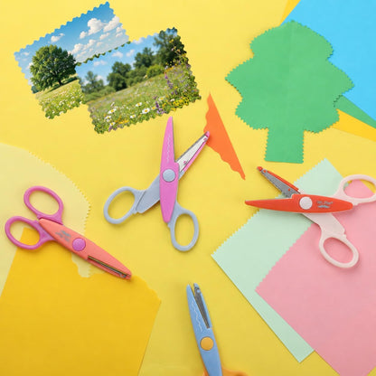 Craft Scissors Decorative Edge, 6 Pack, Bright Zig Zag Scissors | for Crafting, Scrapbooking, Fancy Pattern Design