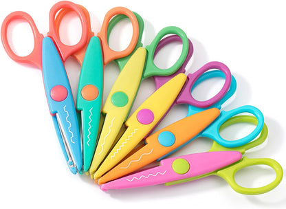 Craft Scissors Decorative Edge, 6 Pack, Bright Zig Zag Scissors | for Crafting, Scrapbooking, Fancy Pattern Design
