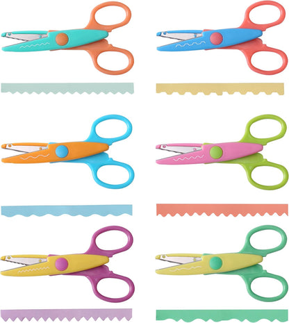Craft Scissors Decorative Edge, 6 Pack, Bright Zig Zag Scissors | for Crafting, Scrapbooking, Fancy Pattern Design