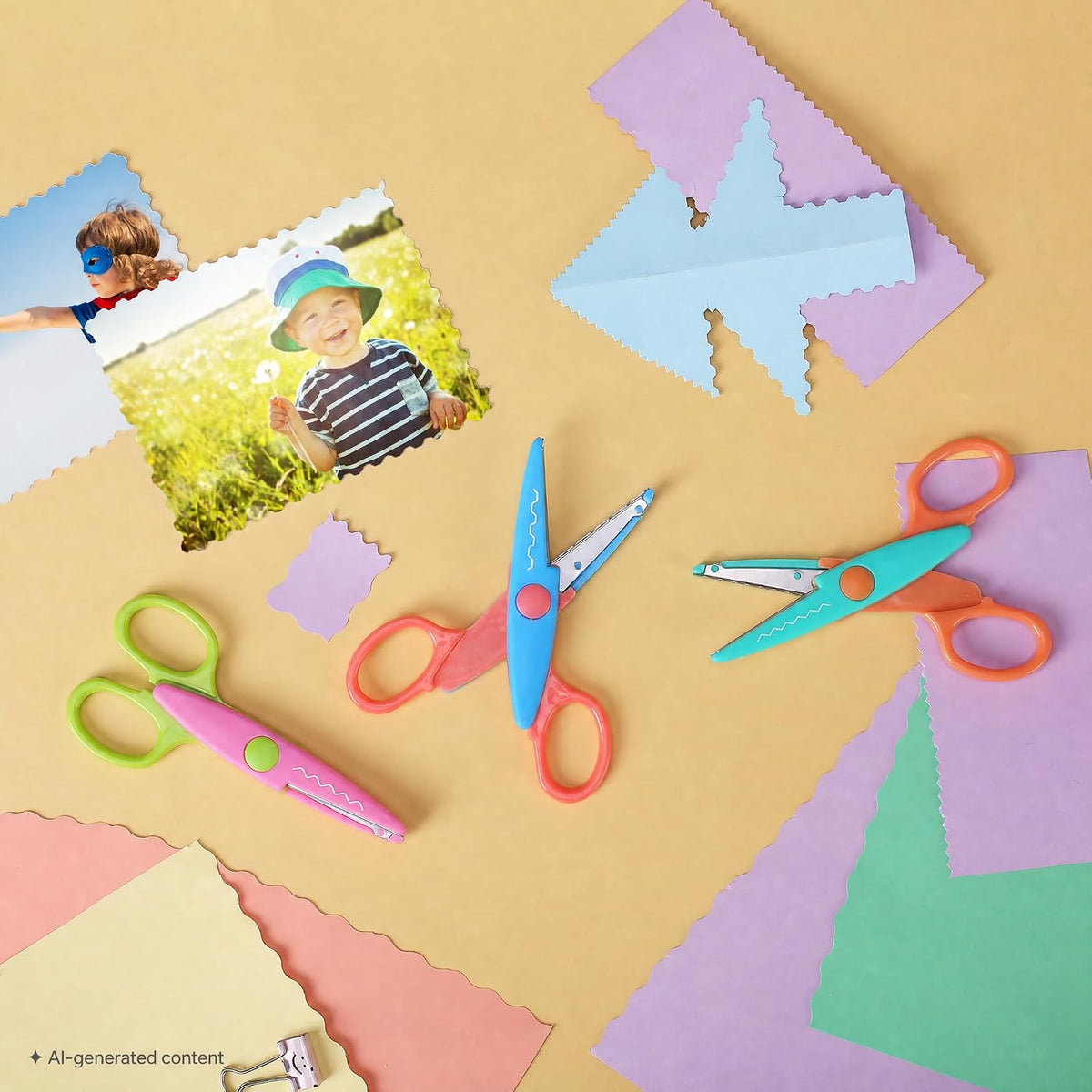 Craft Scissors Decorative Edge, 6 Pack, Bright Zig Zag Scissors | for Crafting, Scrapbooking, Fancy Pattern Design