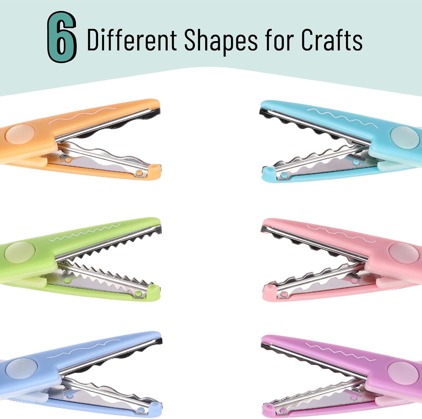 Craft Scissors Decorative Edge, 6 Pack, Bright Zig Zag Scissors | for Crafting, Scrapbooking, Fancy Pattern Design