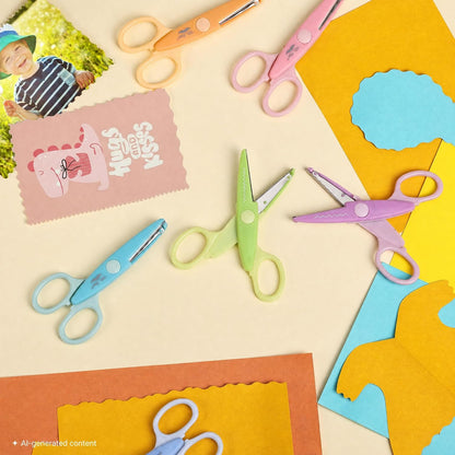 Craft Scissors Decorative Edge, 6 Pack, Bright Zig Zag Scissors | for Crafting, Scrapbooking, Fancy Pattern Design