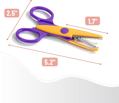 Craft Scissors Decorative Edge, 6 Pack, Bright Zig Zag Scissors | for Crafting, Scrapbooking, Fancy Pattern Design