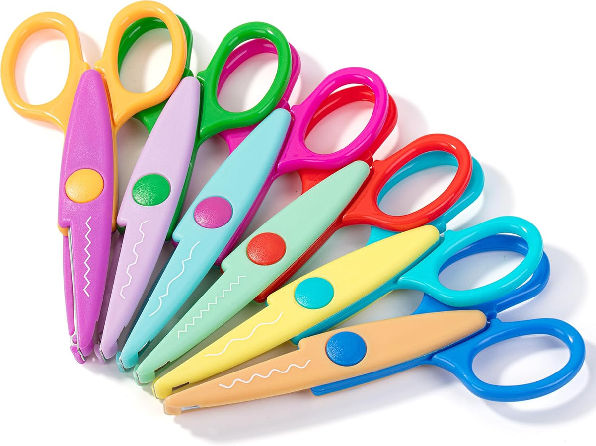 Craft Scissors Decorative Edge, 6 Pack, Bright Zig Zag Scissors | for Crafting, Scrapbooking, Fancy Pattern Design