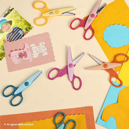 Craft Scissors Decorative Edge, 6 Pack, Bright Zig Zag Scissors | for Crafting, Scrapbooking, Fancy Pattern Design