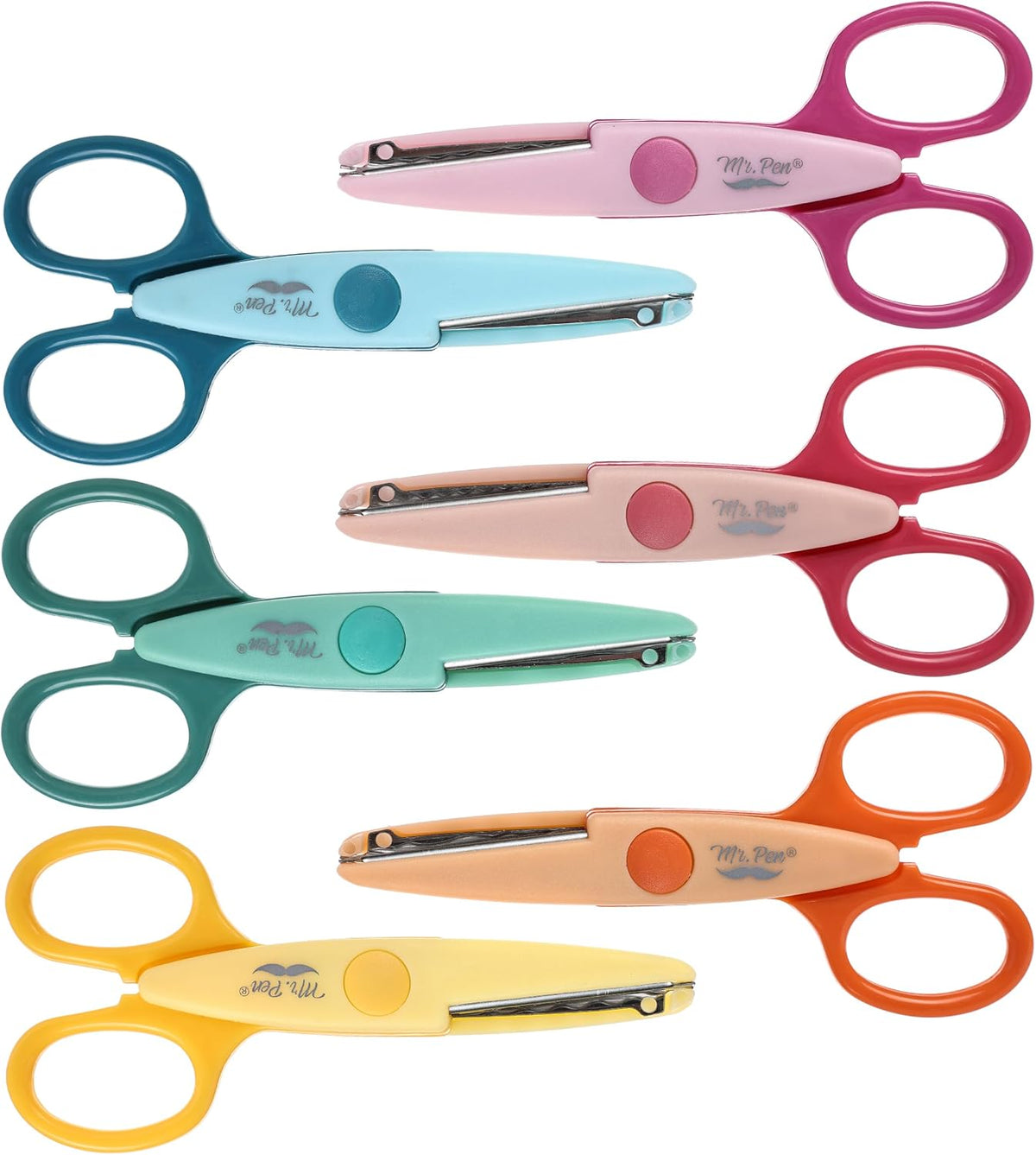 Craft Scissors Decorative Edge, 6 Pack, Bright Zig Zag Scissors | for Crafting, Scrapbooking, Fancy Pattern Design
