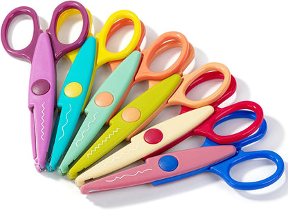 Craft Scissors Decorative Edge, 6 Pack, Bright Zig Zag Scissors | for Crafting, Scrapbooking, Fancy Pattern Design